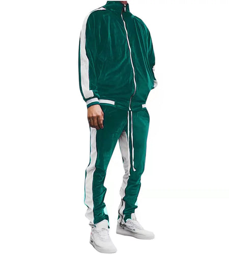 Men'S Athletic Running Tracksuit Set Casual Full Zip Jogging Sweat Suits Sports Jacket Trouser 2 Piece Outfits