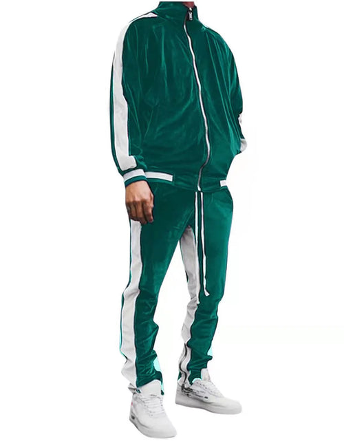 Load image into Gallery viewer, Men'S Athletic Running Tracksuit Set Casual Full Zip Jogging Sweat Suits Sports Jacket Trouser 2 Piece Outfits
