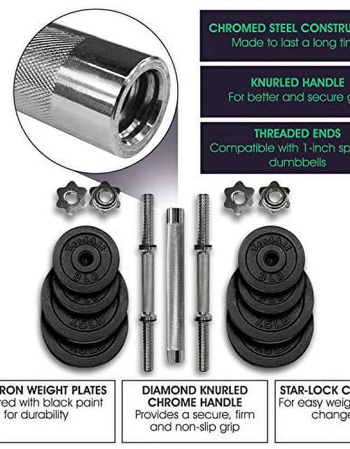 Load image into Gallery viewer, Adjustable Dumbbell Set with Weight Plates, Star Lock Collars/Connector, 50LBS Barbell or 25LBS Dumbbell Pair
