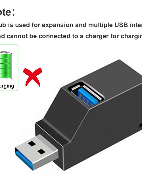 Load image into Gallery viewer, USB 3.0 HUB Adapter Extender Mini Splitter Box 1 to 3 Ports High Speed USB 2.0 for PC Laptop U Disk Card Reader
