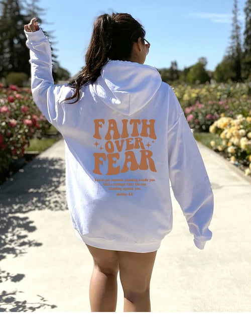 Load image into Gallery viewer, Faith over Fear Hoodie Christian Sweatshirt Trendy Faith Shirt Cute Religious Hooded Preppy Women Christian Sweater Hoodies
