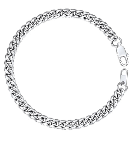 Men Chain Bracelet Cuban Stainless Steel Curb Bracelet 6MM 8.3 Inch Wrist Bracelet Mens Silver Jewelry