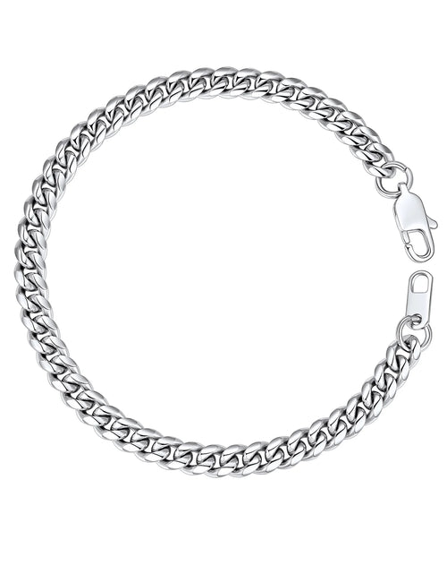 Load image into Gallery viewer, Men Chain Bracelet Cuban Stainless Steel Curb Bracelet 6MM 8.3 Inch Wrist Bracelet Mens Silver Jewelry
