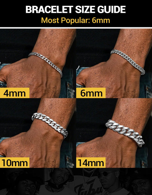 Load image into Gallery viewer, Men Chain Bracelet Cuban Stainless Steel Curb Bracelet 6MM 8.3 Inch Wrist Bracelet Mens Silver Jewelry
