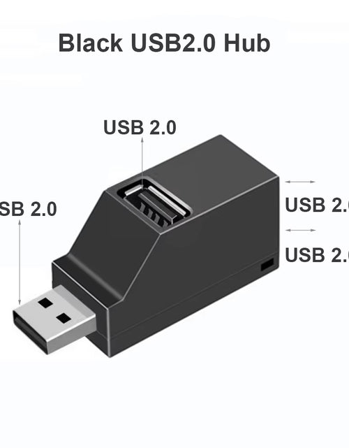 Load image into Gallery viewer, USB 3.0 HUB Adapter Extender Mini Splitter Box 1 to 3 Ports High Speed USB 2.0 for PC Laptop U Disk Card Reader
