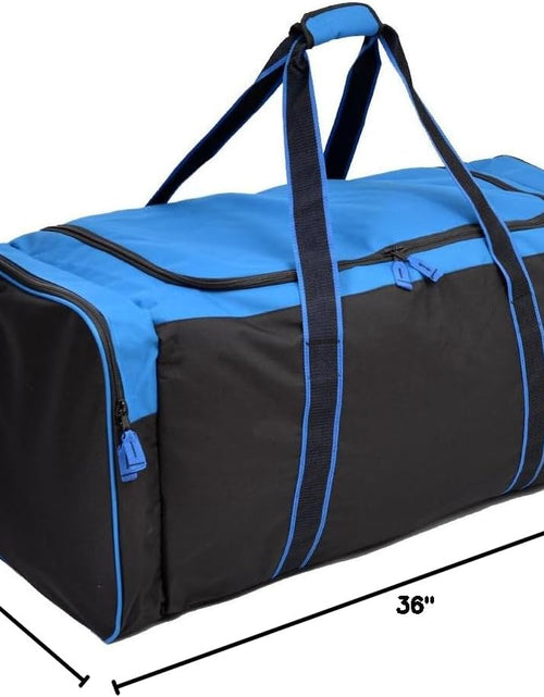 Load image into Gallery viewer, Heavy Duty Multi Pocket Large Sports Gym Equipment 3-Pocket Travel Duffel Bag (36 Inch, Blue)
