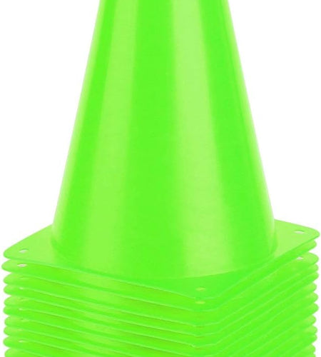 9 Inch Plastic Training Traffic Cones, Sport Cones, Agility Field Marker Cones for Soccer Basketball Football Drills Training, Outdoor Activity or Events - (Set of 10, 12, 15 or 24, 4 Colors)